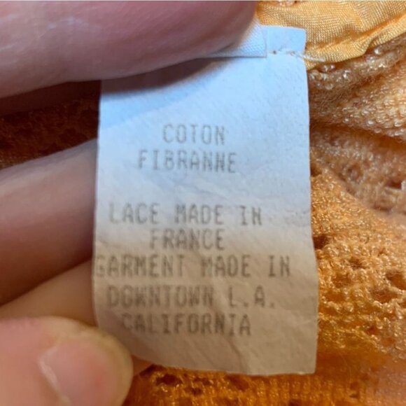 French Crochet Lace Shift Dress Peach Pink Vintage Vintage Large Fits S/M - Picture 9 of 9